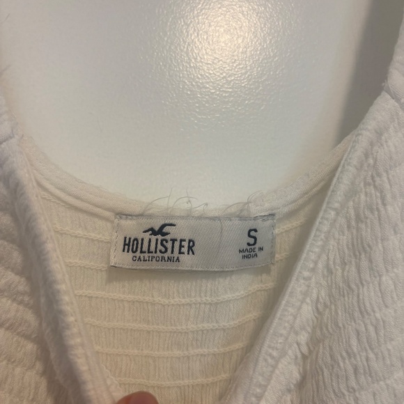 Hollister White Smocked Crop Top with Puff Long Sleeves - Picture 6 of 8